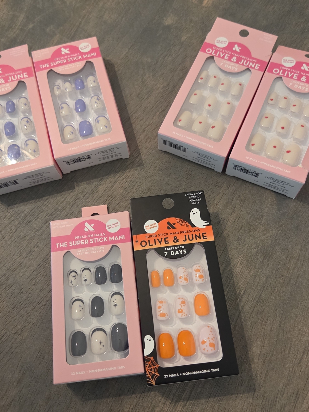 LOT of 6 The Super Stick Mani Press On Nails (No Glue Needed!)